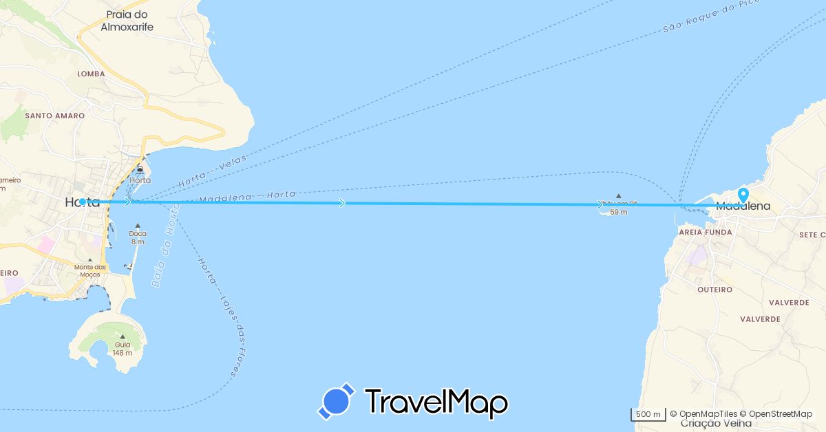 TravelMap itinerary: boat in Portugal (Europe)